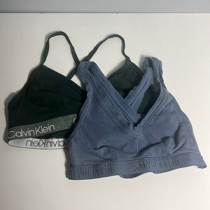 Calvin Klein Lot of 2 Bra Bralette Size Medium Green Blue